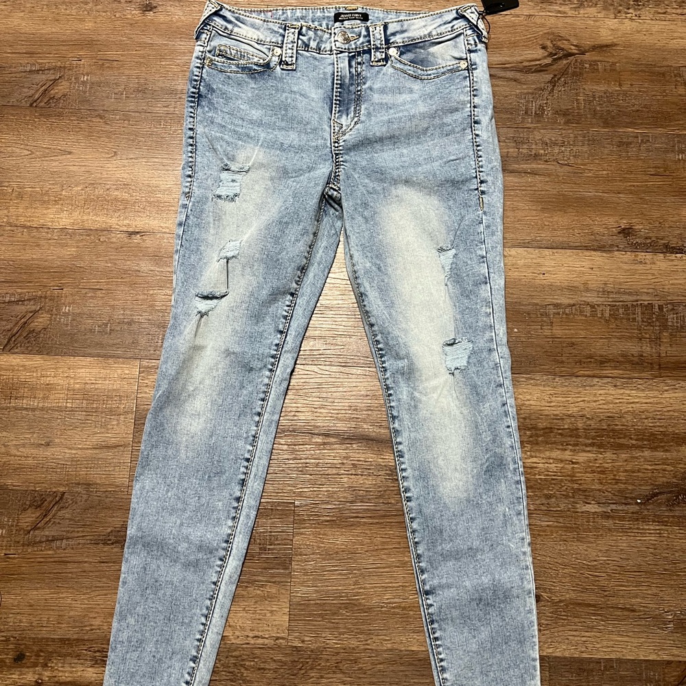 True Religion Light Blue Distressed Skinny Jeans
